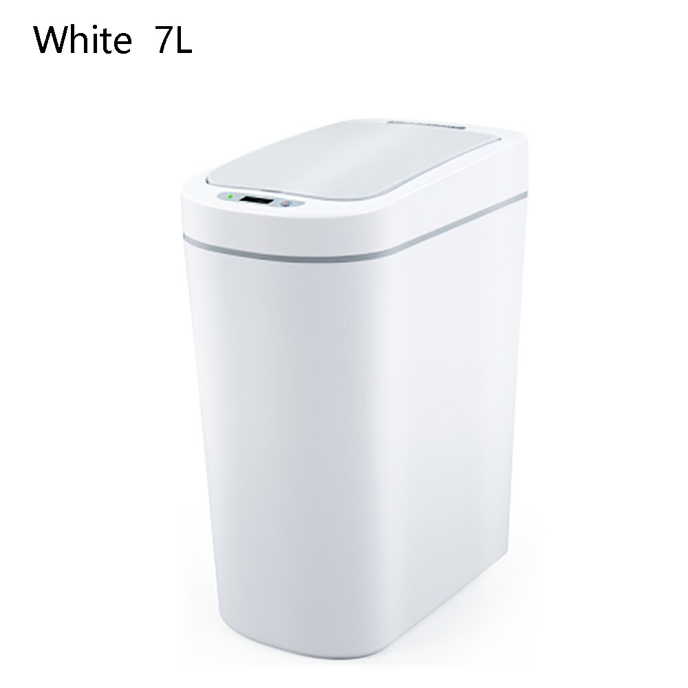 Ninestars slimme prullenbak met bewegingssensor, automatische afdichting, led-inductiedeksel, 7l asbakken, ipx 3 waterdicht: Wit 7l