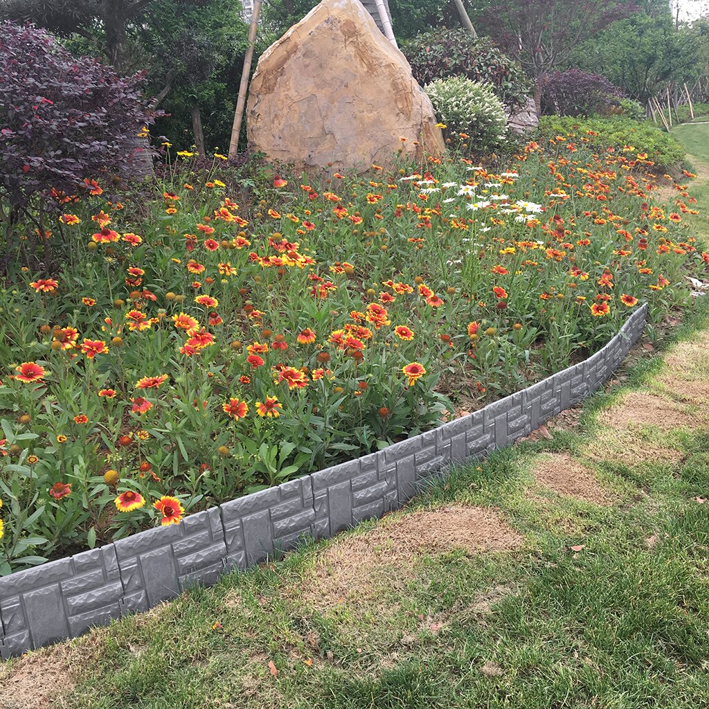 6Pcs Sectioned Plastic Imitation Stone Set Courtyard Lawn Garden Walls