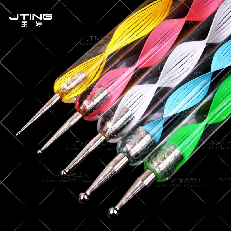 1 Pcs DIY Nail Spot Flower Nail Art Tool 2 Ways Swirl Marbleizing Steel Dotting Pen Nail Art Rhinestones