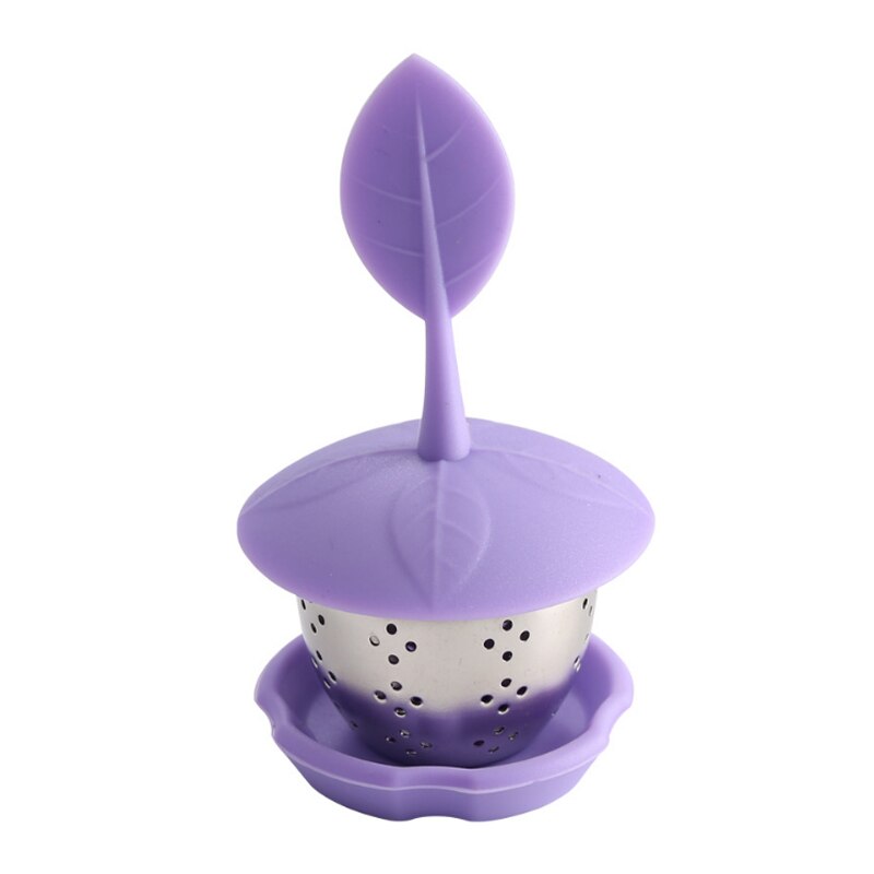 Keuken Gadgets Thee-ei Siliconen Herbruikbare Food Grade Theezeefje 1Pcs Thee Accessoires Blad Vormige: Paars