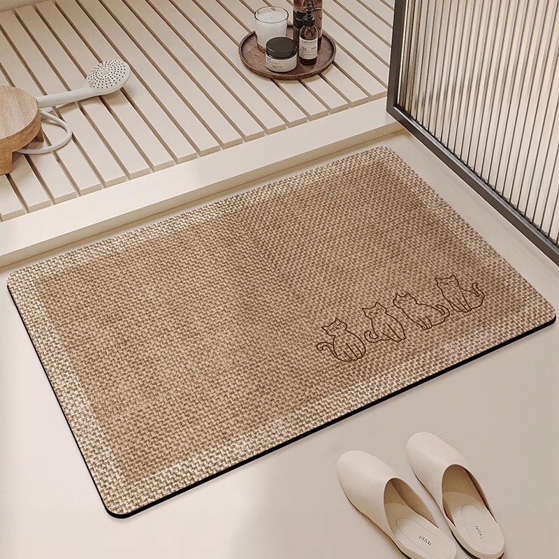 Tapis de sol de salle de bain, boue de diatomée, séchage rapide, tapis de porte de salle de bain, tapis antidérapant domestique, lavabo de toilette, coussinet de pied: 50x160cm / Black
