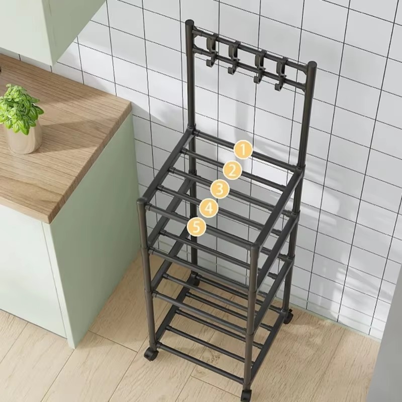 4/5-laags Opbergrek Kachel Organisator Verplaatsbare Plank met Haken Monteren Thuis Badkamer Pantry Keuken Opslag accessoires