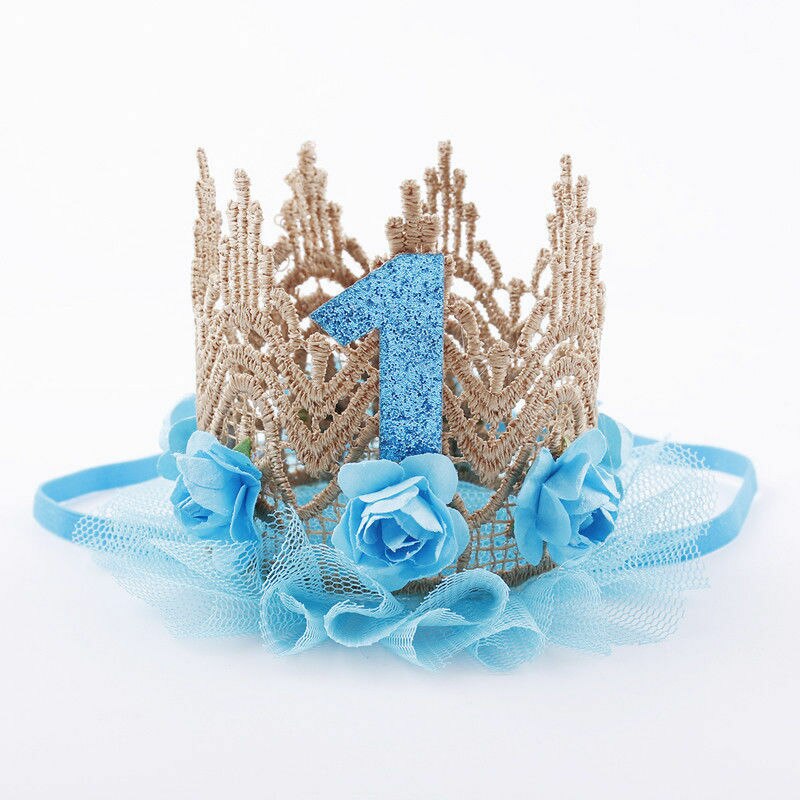 Accesorios para niña pequeña, tocado floral, diadema decorativa, diadema para de cumpleaños, Tiaras de princesa de hadas: Azul