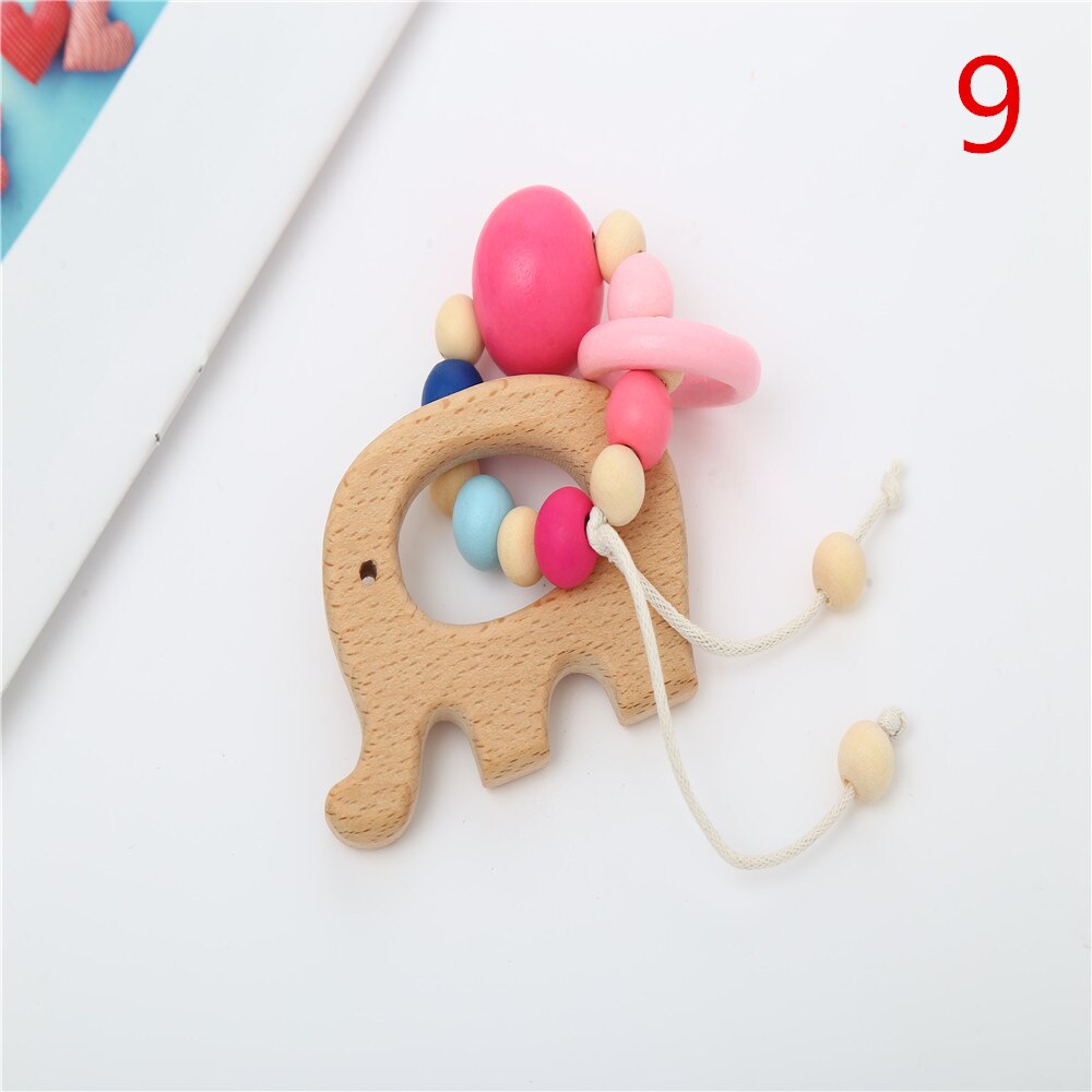 1Pc Hout Armband Dier Vormige Baby Organische Houten Siliconen Kralen Baby Molaire Speelgoed Voor Kids: 9
