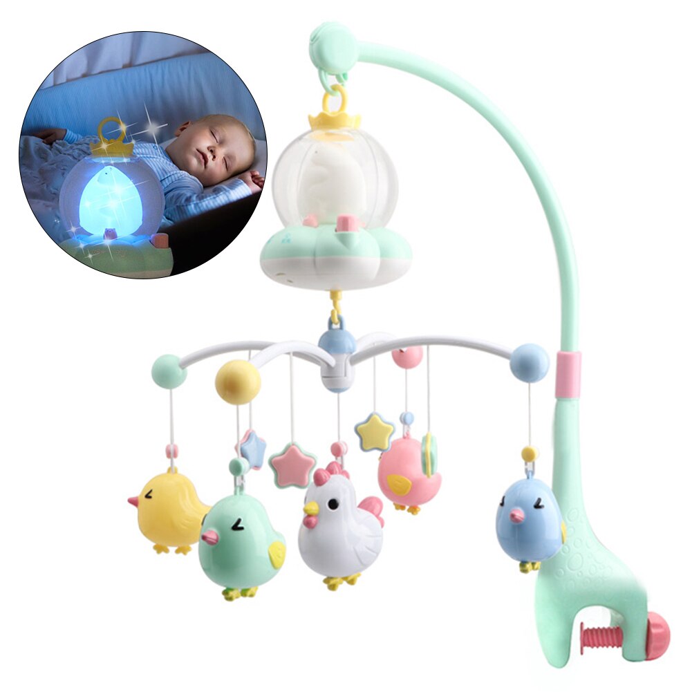 Baby Speelgoed Rustgevende Slaap Musical Box Bed Bel Rammelaars Wieg 360 Graden Roterende Niet Giftig Met Nachtlampje Mobiles opknoping: green