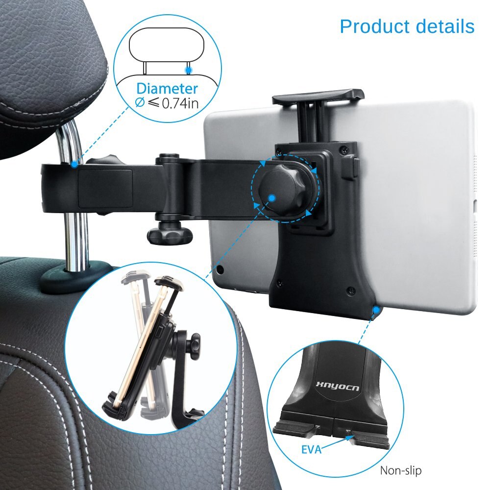 Auto Houder 4-11 "Tablet Achterbank Universele Beugel 360 Roterende Hoofdsteun Mount Microfoon Tabletten PC Stand voor iPad Air pro 9.7