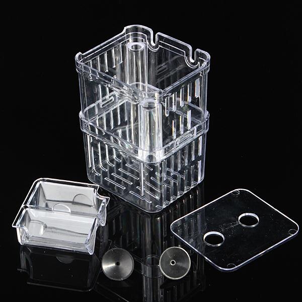 1 Pc 10,5*7,5*13,5 cm Acryl Fisch Zucht Box Aquarium Aquarium Züchter Box Isolation Box Doppel guppies Inkubator Aquarium