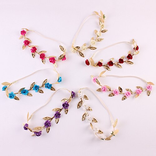 Kids Girls' Stunning Roses Leaves Hair Band Party Elastic Garland Headband