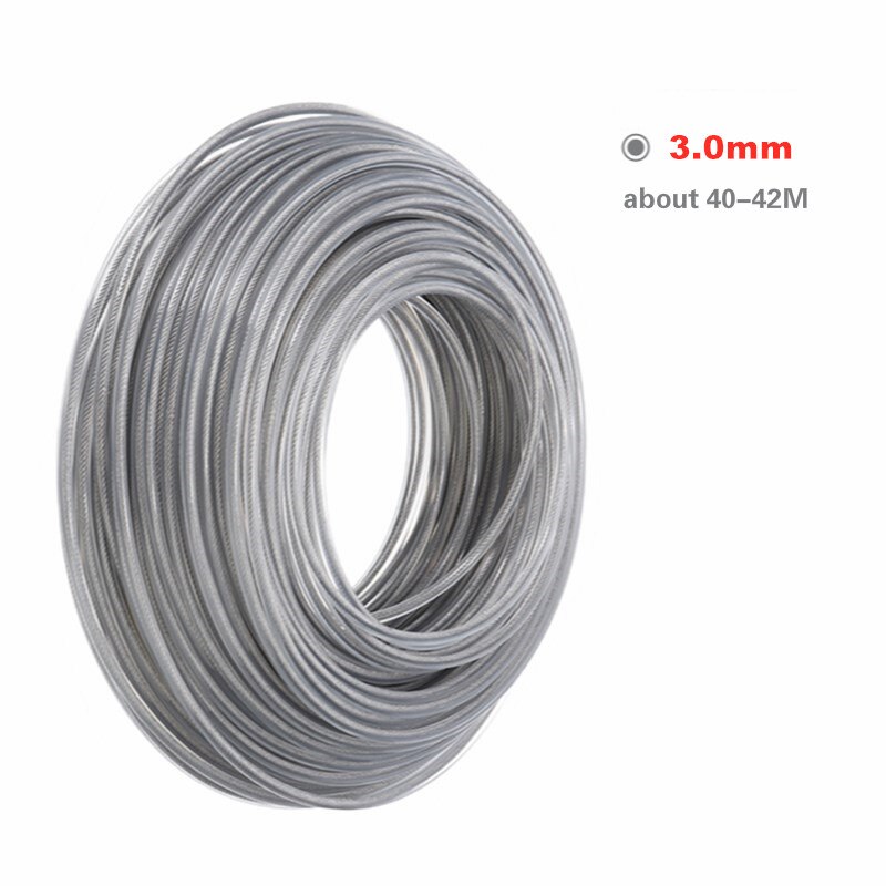 Fil d'acier pour débroussailleuse, coupe-herbe, outils de jardin, tondeuse à gazon, débroussailleuse, coupe-herbe, 3mm/2.7mm, gris: 3.0mm