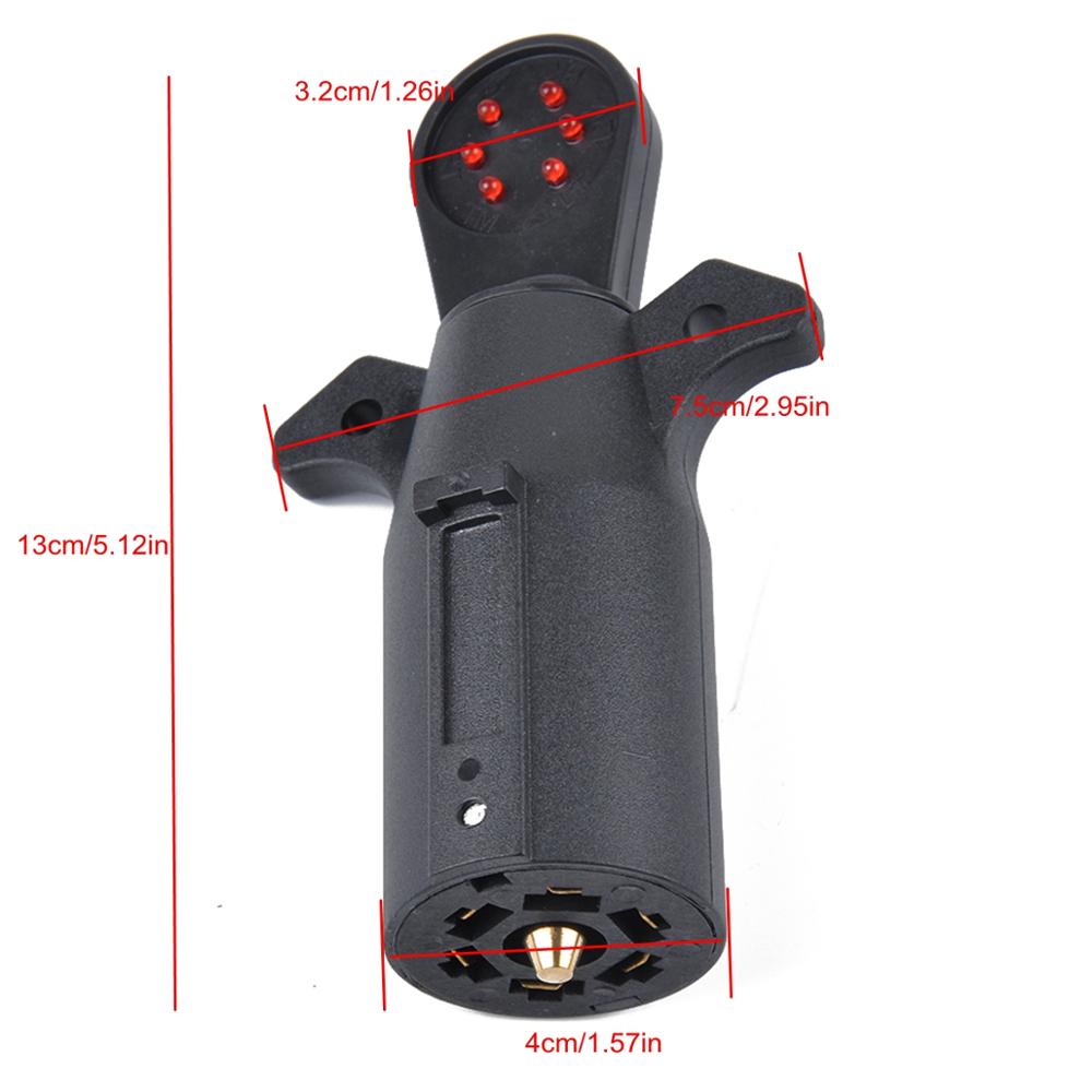 12V 7-Way Blade Trailer Light Wiring Circuit Tester Round Adapter Pin Plug RV