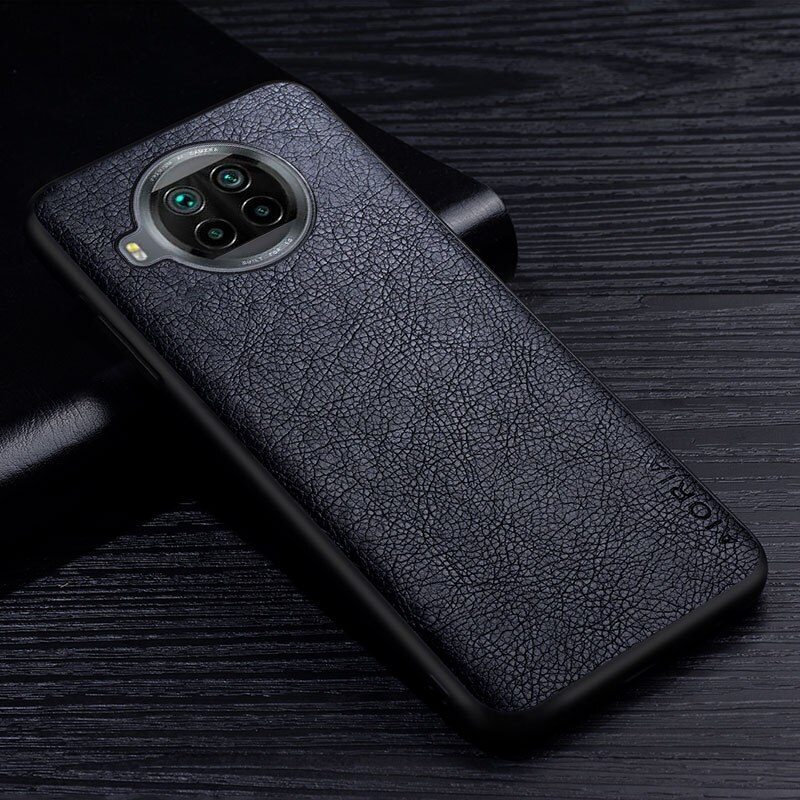 Leder Fall Für Xiaomi Mi 10T Lite Pro Premium Business Stil Retro Litchi Muster PU Zurück Abdeckung für mi 10t Pro lite telefon fall: Silizium / Black
