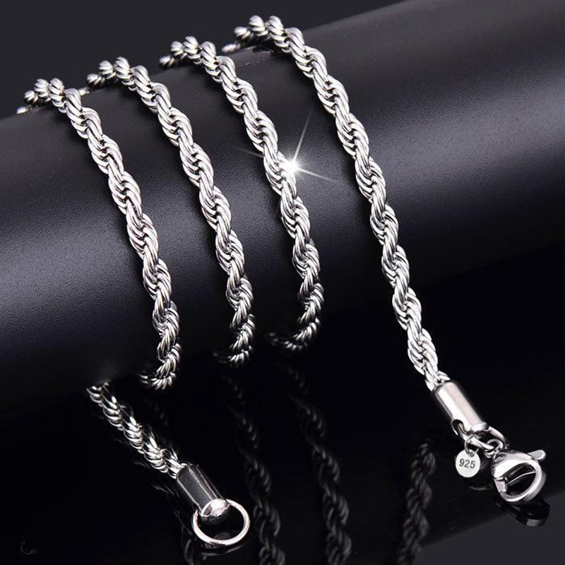 3MM Titan Stahl Silber Gold herren Halskette Twist Kette Lange Halsketten Für Frauen Collier Schmuck Accesory