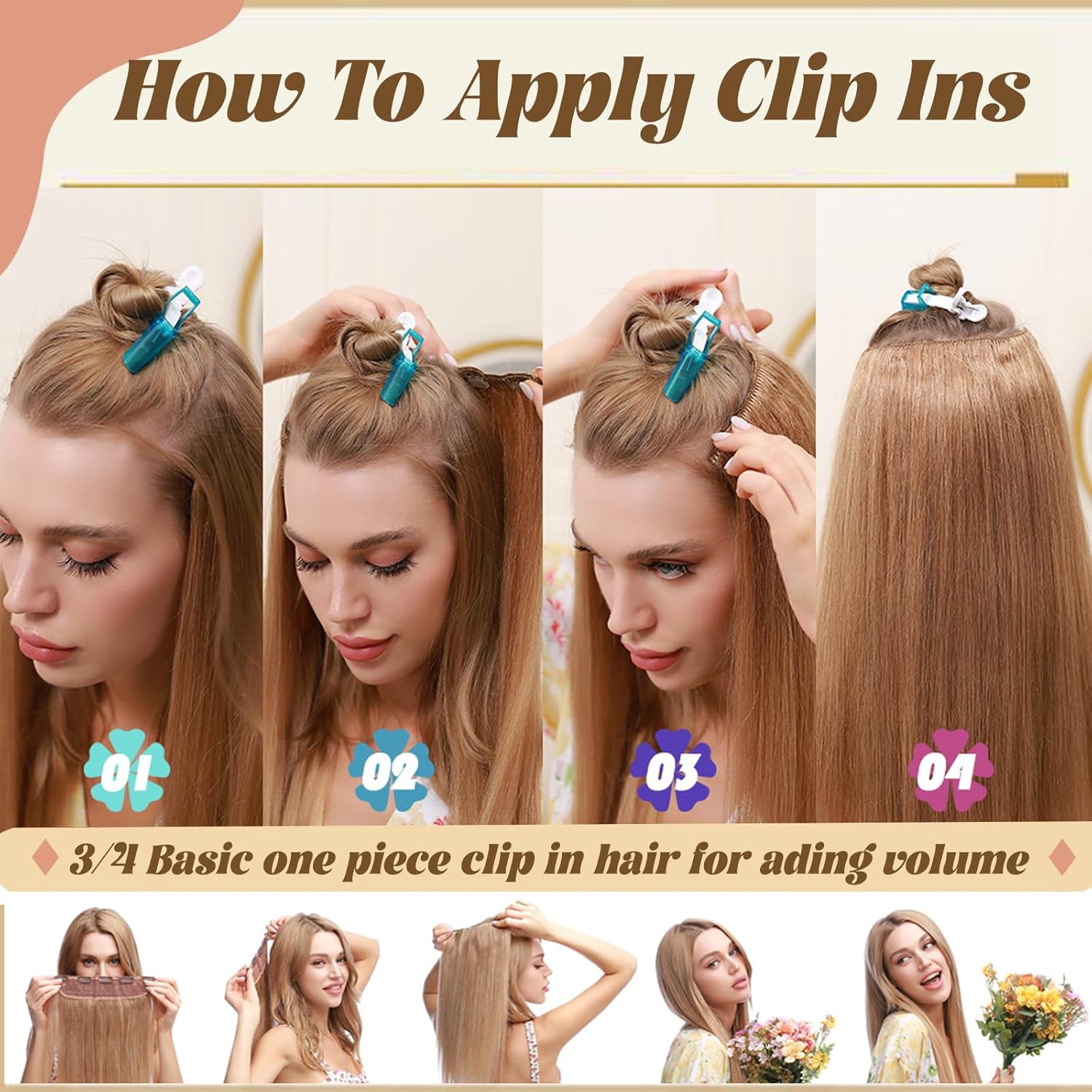 Resalte # 8/613 Clip recto en extensiones de cabello 100% cabello humano una pieza 5 Clips en extensiones de cabello humano 100 g/set cabeza completa