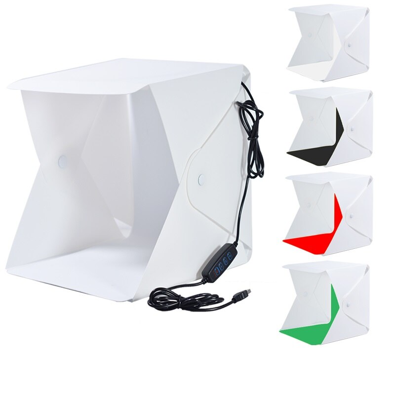 Mini caixa de iluminação dobrável de led, 22cm, luz de anel para fotografia, estúdio de fotografia softbox, mesa, fotografia, kit de caixa de luz de eva para telefone: front 4color