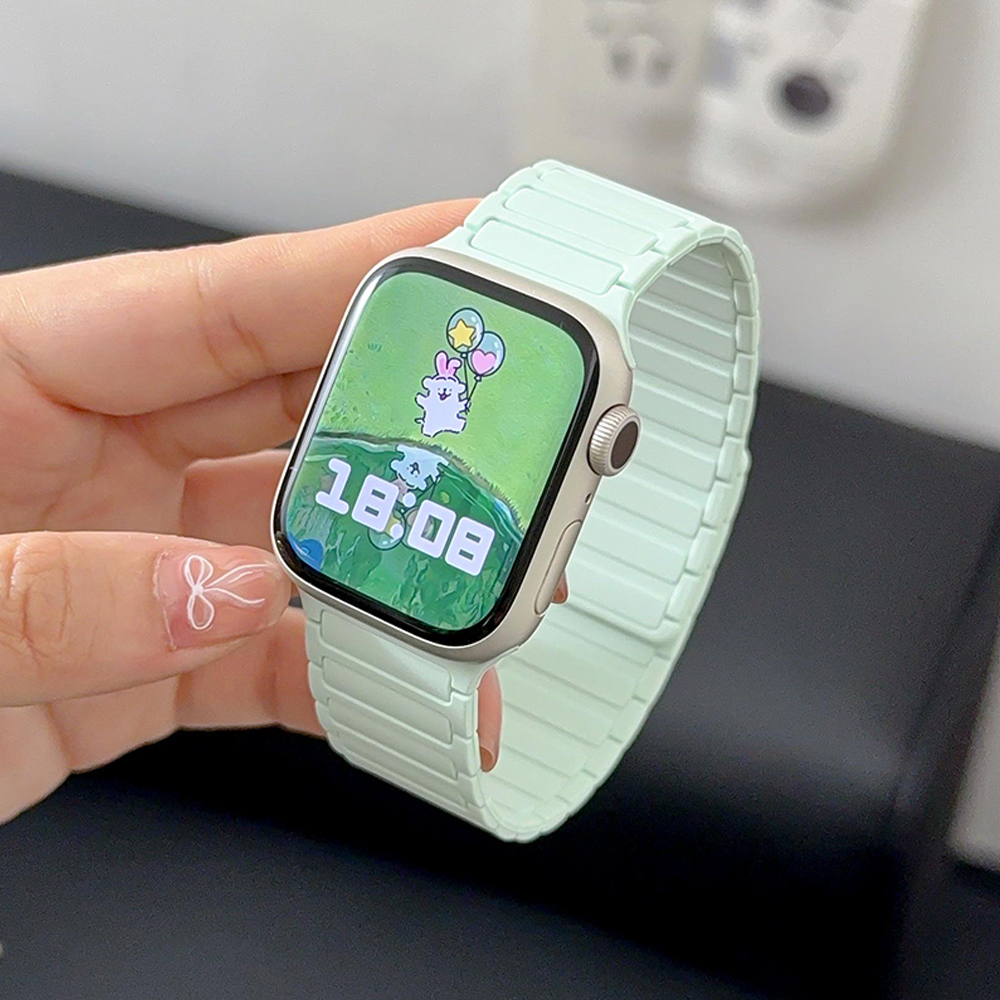 Silicone Strap for Apple Watch 46mm 42mm 49mm 45mm 41mm 44mm 40mm Magnetic Band for IWatch Ultra 2 Series 10 9 8 7 6 SE 5 4 3: BLACK WHITE / 12mm