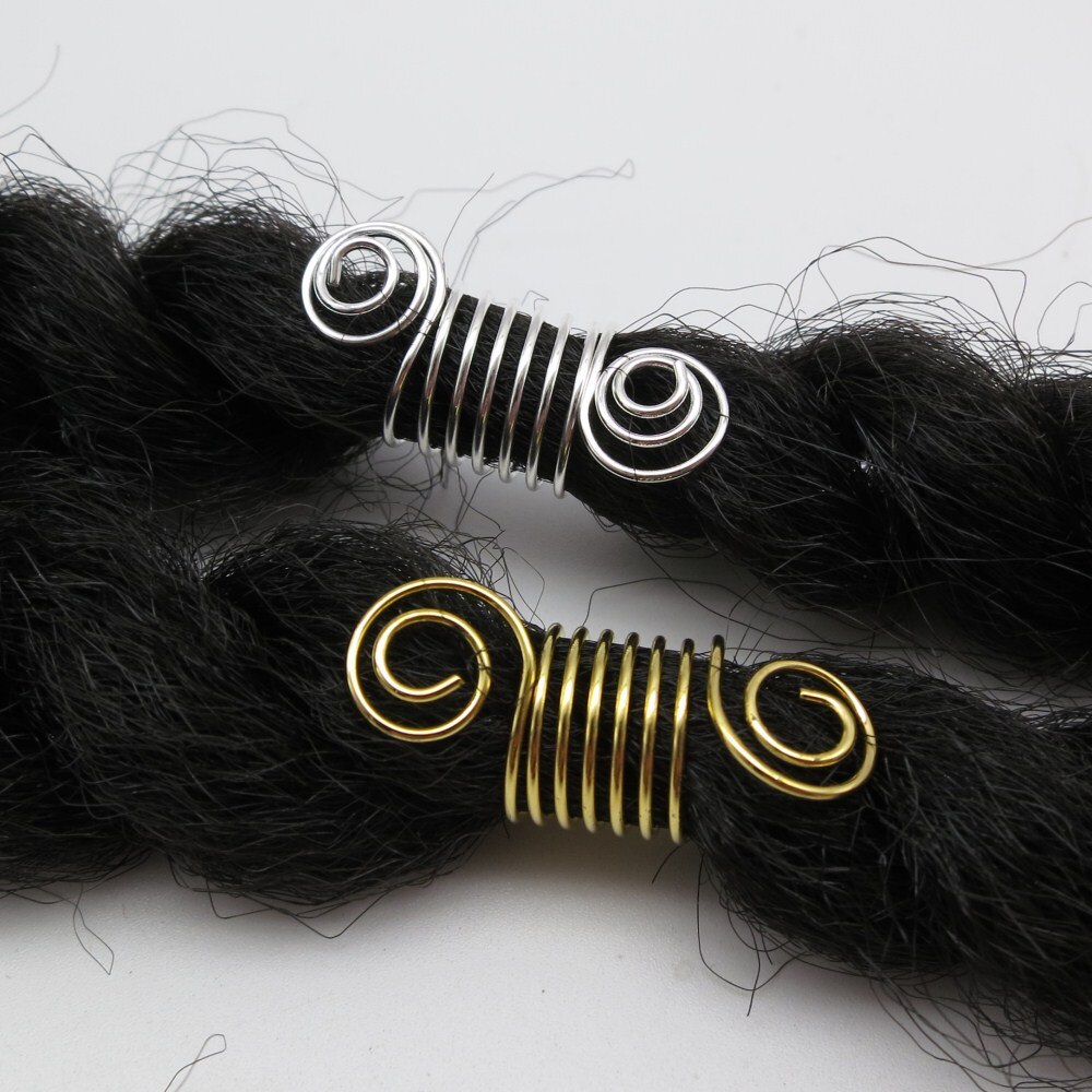 10 stks/pak Gouden/Zilveren haar vlecht dread dreadlock kralen spiraal springs voor haar charmes extension accessoires