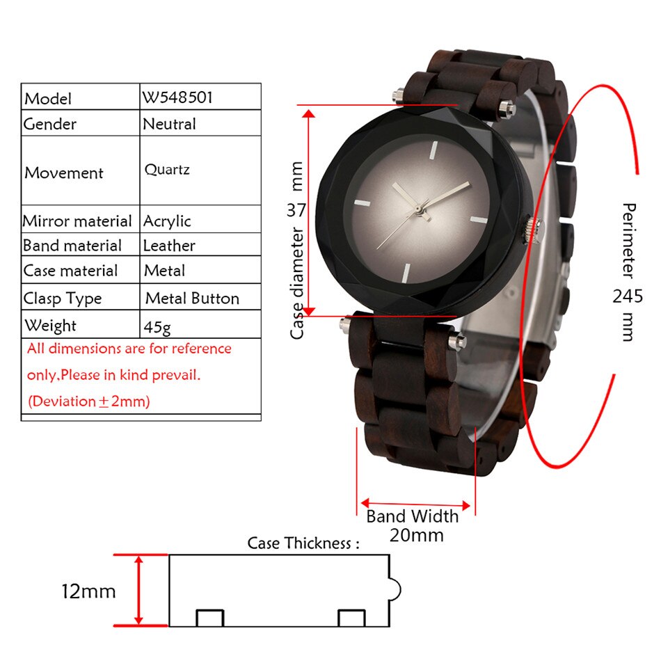 Helder zwart rond analoog display dameshorloge quartz uurwerk retro natuurlijk houten armbandhorloge dames houten horloges