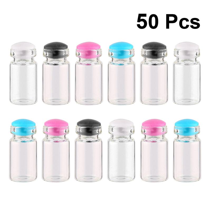 50 Uds 0,5 ml pequeños frascos de vidrio transparentes con tapón de silicona DIY botellas deseo mensaje bodas deseos favores