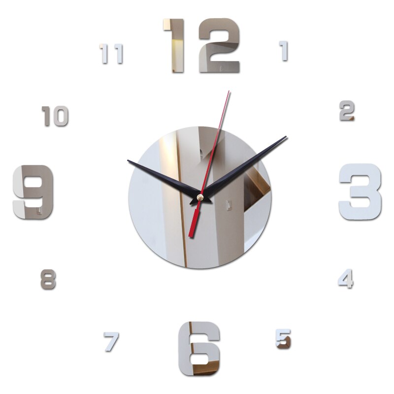 wall clock large decorative wall clocks home decor diy clocks living room reloj mural sticker: DIY-201 Silver