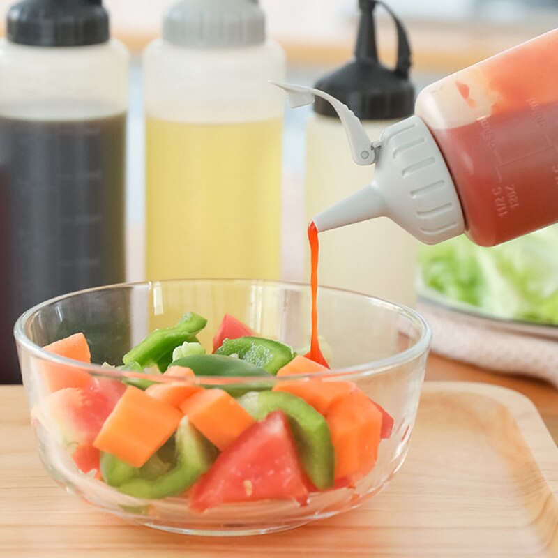 350ml/175ml Squeeze Sauce Bottle Kitchen Seasoning Squeeze Bottle Salad Ketchup Sauce Olive Oil Bottles Kitchen Cooking Gadgets