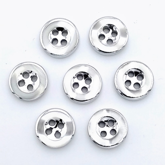 HL-Botones de camisa para hombre y mujer, botones galvanizados de resina con borde dorado, 4 agujeros, accesorios de costura para ropa DIY, 11,5mm, 50 piezas: 05