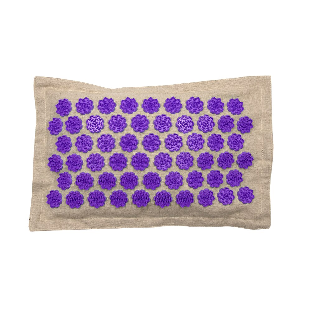 Lotus Acupressuur Mat Coconut Fiber Back Body Massage Mat Met Kussen Ontspanning Stress Relief Massager Kussen Yoga Mat Shiatsu: Purple Pillow