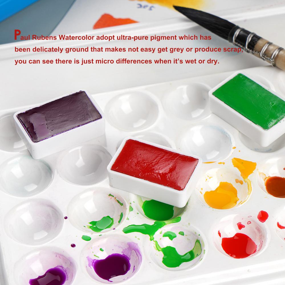 Paolo Rubens 24 Colori Acquerello Solido Vernice Pieno di Dimensioni padella impostato con La Scatola Mentale Adatto per Gli Studenti e I Principianti