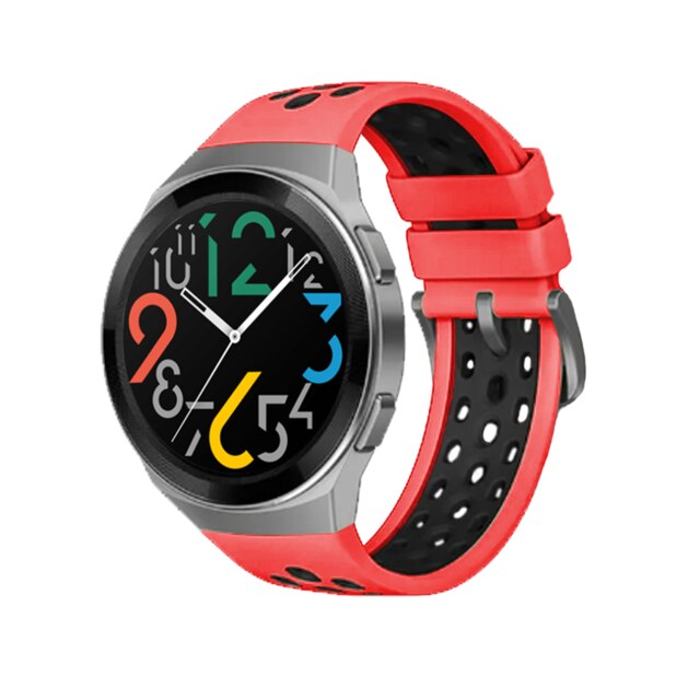 Officiële Twee-Kleur Siliconen Band Voor Huawei Horloge Gt 2e Originele Gewijd Jeugd Edition Horloge Band Voor Horloge Gt 2E Accessoires: Red Black