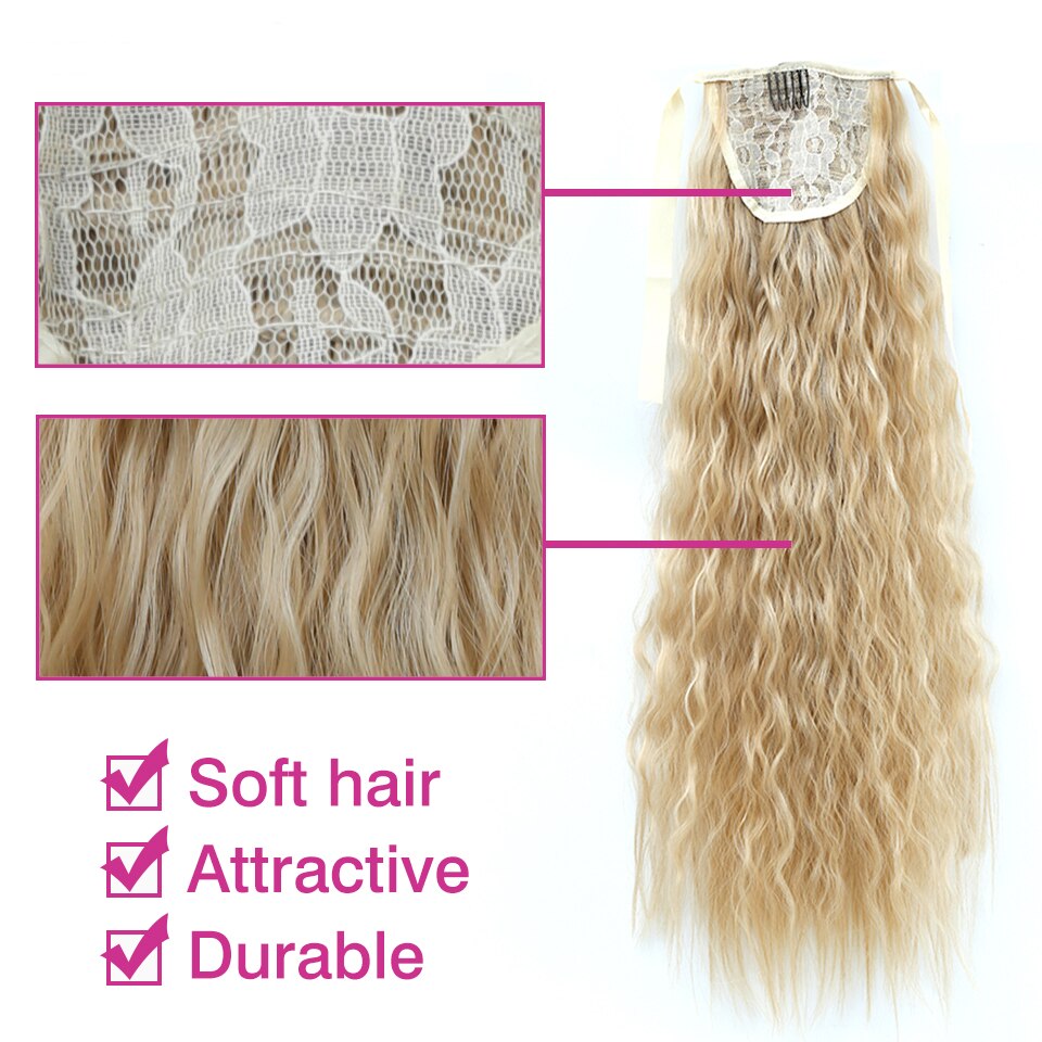 Talang lang corn culry sort hestehale til kvinder varmebestandig syntetisk snøre lang hestehale klips i hair extensions
