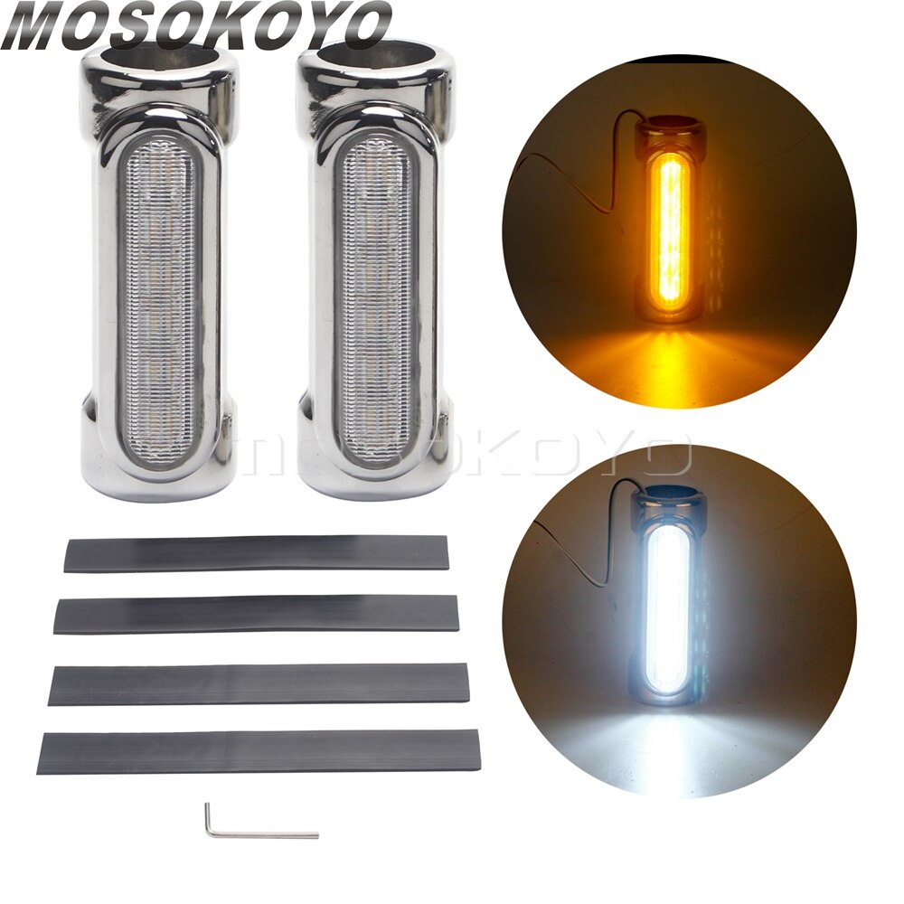 Chrome Motorcycle Highway Bar Switchback Driving Light White Amber LED 1.25'' Crash Bars For Yamaha Harley Touring Universal: Chrome Clear