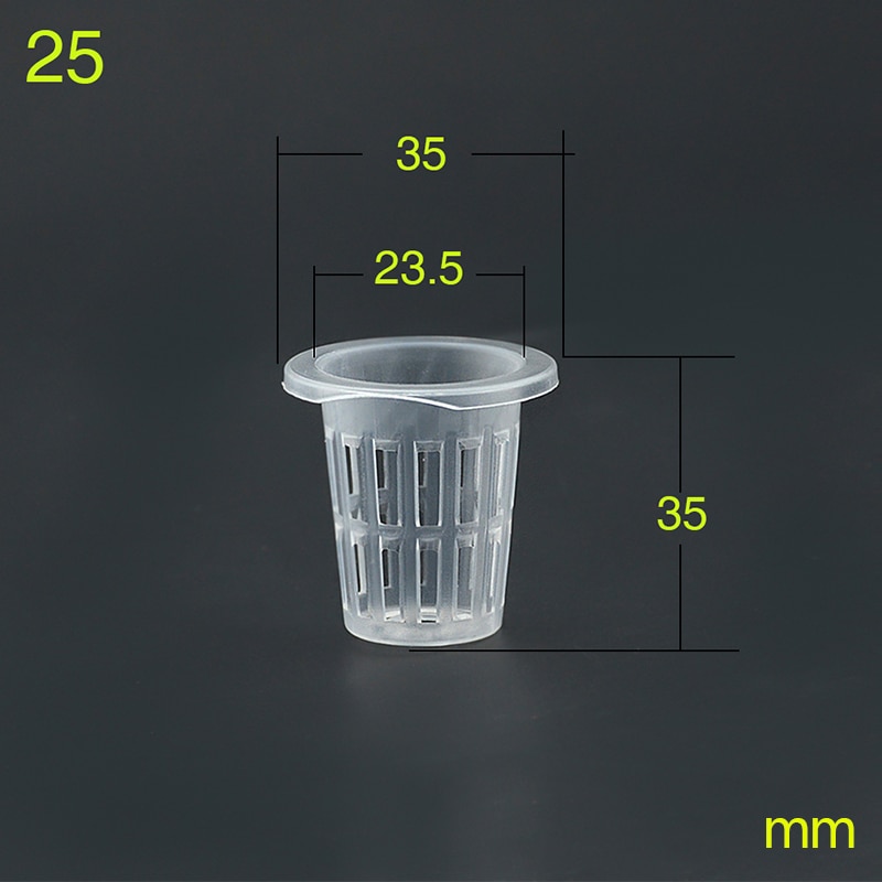 100 Vasi Rete Idroponica RRRRR - Cestelli Portapiante In Plastica Per Idroponica, Aeroponica, Semina, 6 Misure, Bianco