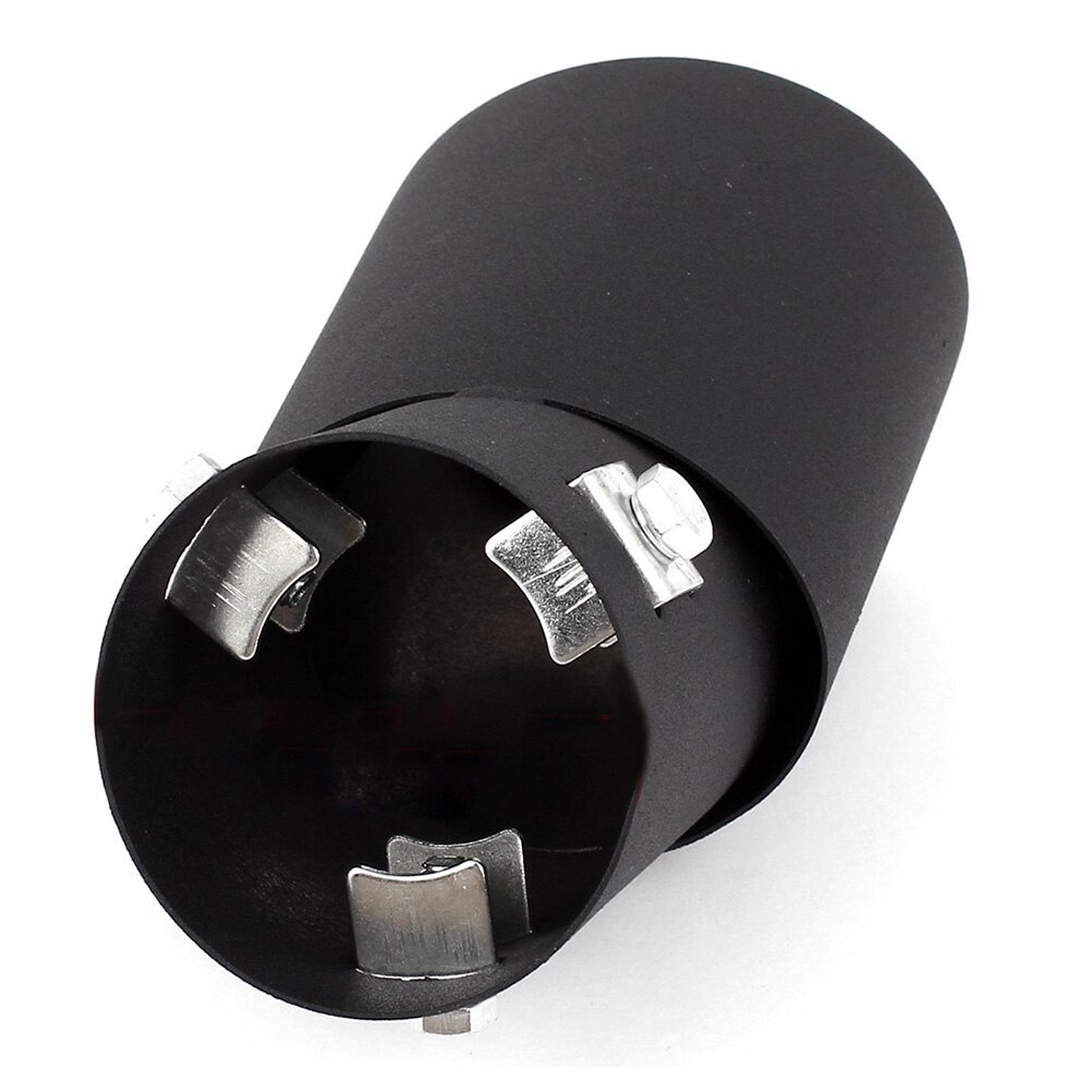 AUTO -60mm Oval Curved Tip Exhaust Silencer Rear Tube Black