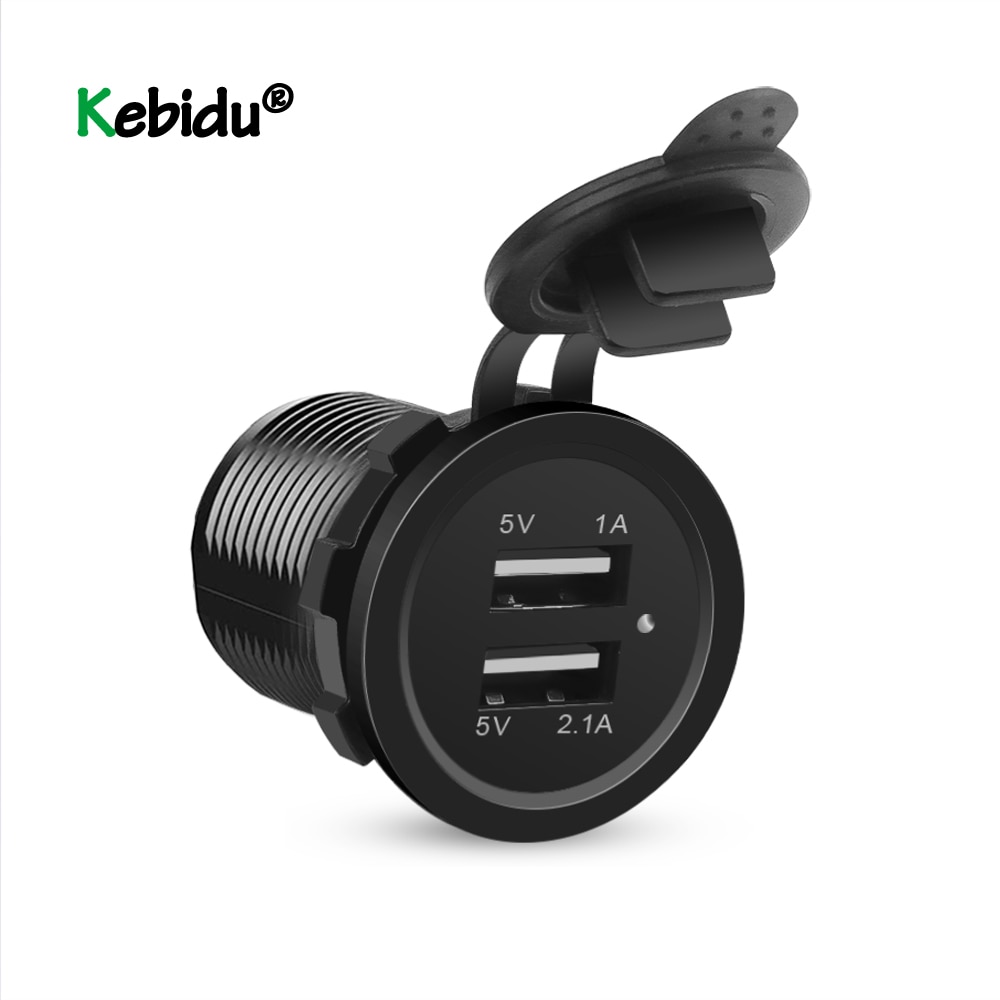 Universal Mini Cigarette Lighter Car Charger USB Vehicle DC12V-32V Waterproof Dual USB Charger 2 Port Power Socket 5V 2.1A/1A