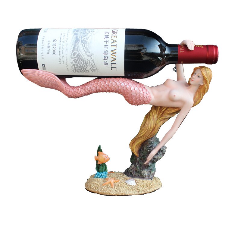 mermaid wine rack modern minimalist European wine bottle holder resin crafts home wine cooler decoration ornaments