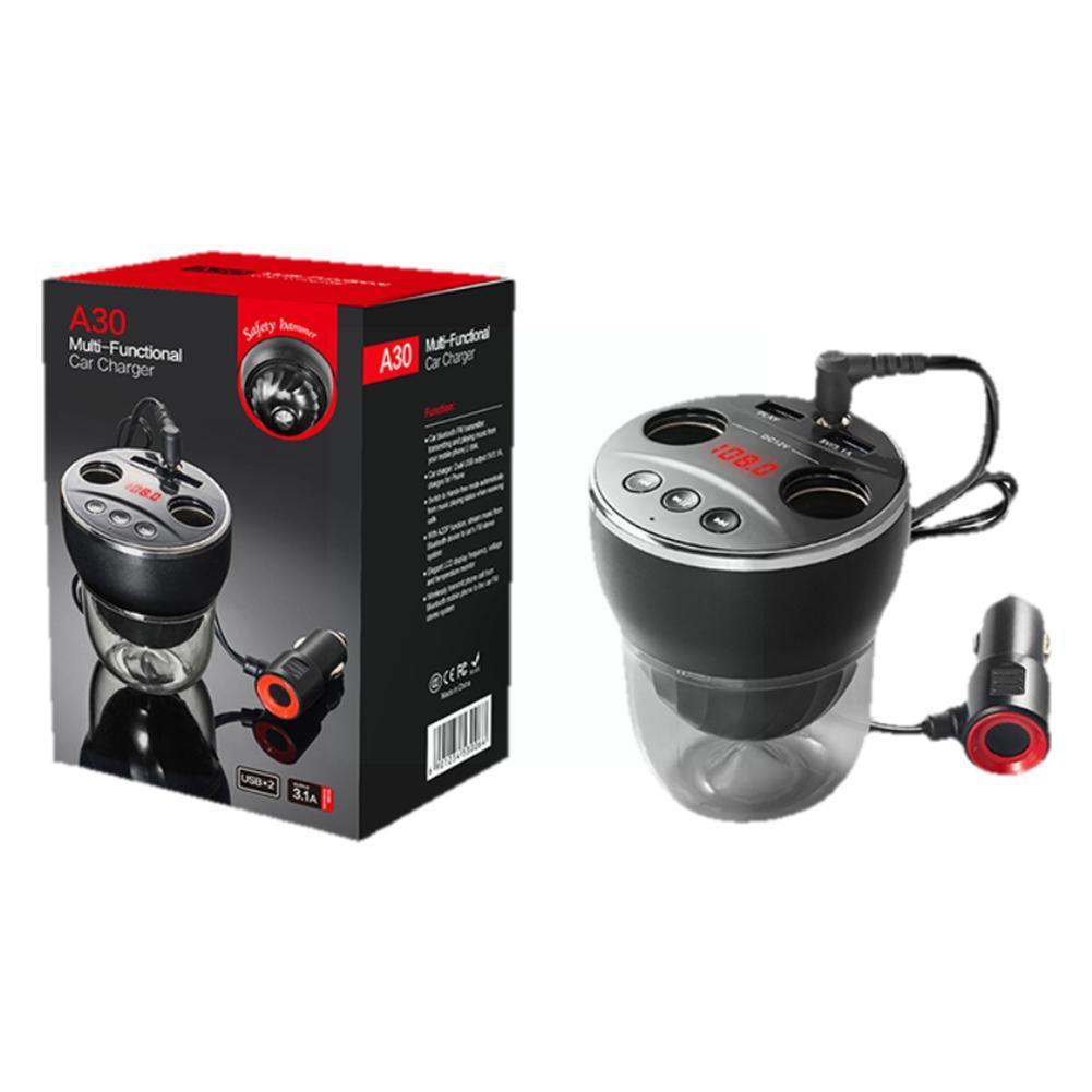 Autolader Multifunctionele Opladen Cup Dual Usb-poorten, modus Hamer Veiligheid In Met 1 Fm Lck 2 Display Zender. F9B2