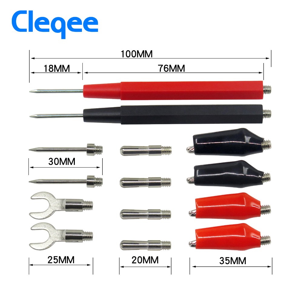 Cleqee P1500 Test Lead Kit Replaceable Test Wire Probe for Digital Multimeter Feeler Crocodile Alligator Clip Test Pins Needles
