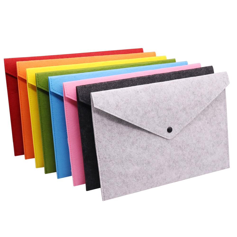 8 Stck Einfache Feste A4 Große Kapazität Dokument Tasche Geschäft Aktentasche Datei Ordner Chemische Fühlte Einreichung Produkte Schüler: gemischt Farbe