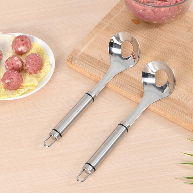 Non-Stick Meatball Maker Mold Spoon Stainless Steel Meat Baller With Elliptical Leakage Hole Kitchen Utensil Gadget Tool