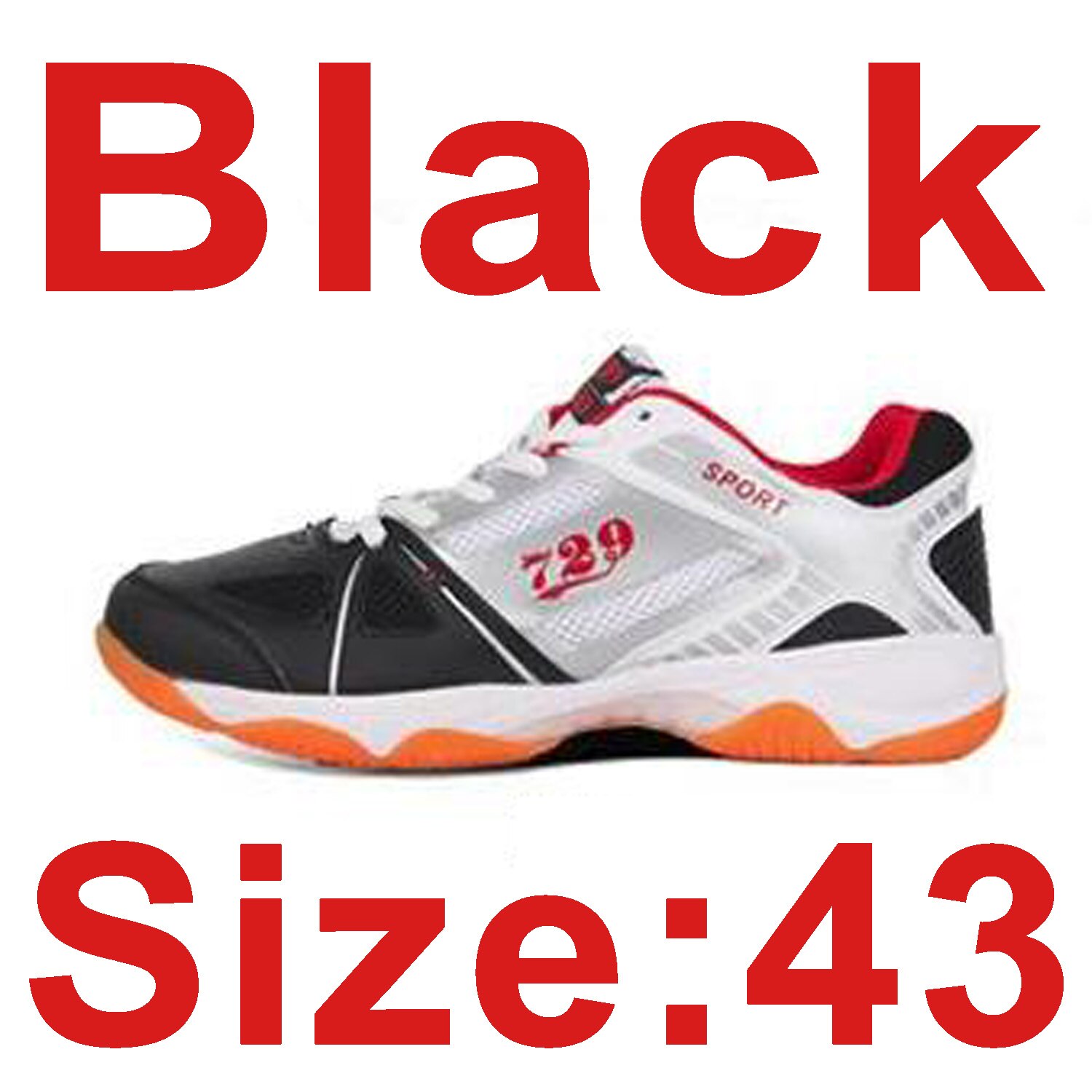 Oryginalne buty do tenisa stołowego 729 2018 oddychające tenisówki typu uniseks dla rakieta do tenisa stołowego gra ping pong gra dla kobiety i mężczyzny: Black 43