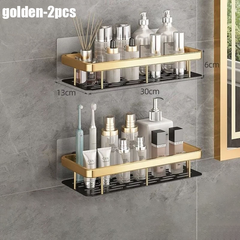 1-3pcs Bathroom Shelf Kitchen Storage Organizer Aluminum Alloy Shampoo Rack Shower Shelf Bathroom Accessories No Drill Shelf: Navy Blue