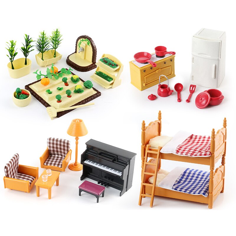 Girl Pretends To Play Simulation Child Forest Animal Family 1/12 Forest Family Furniture Set 1:12 Scale House Doll Furniture