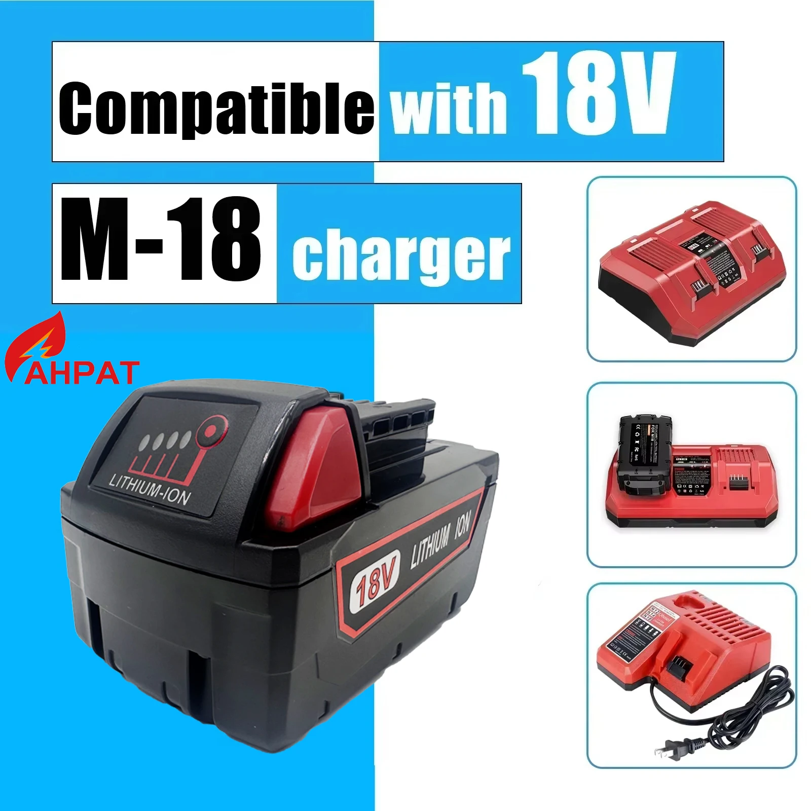 per Milwaukee 18V M18 Batteria Al Litio 6.0ah/9.8ah/12.8ah di Ricambio per Milwaukee M18 48-11-1815 48-11-1850 2604-22 Batteria