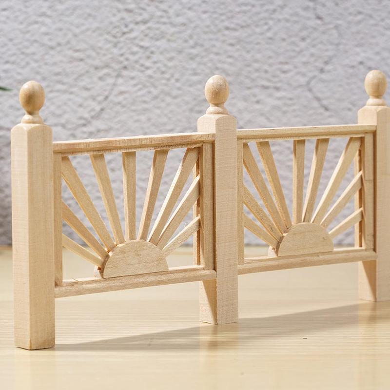 1:12 Puppenhaus Zubehör Simulation Holz 3 Abschnitt Szene Zaun Puppenhaus Balkon Leitplanke Lange Dekoration Miniatur M F3B2