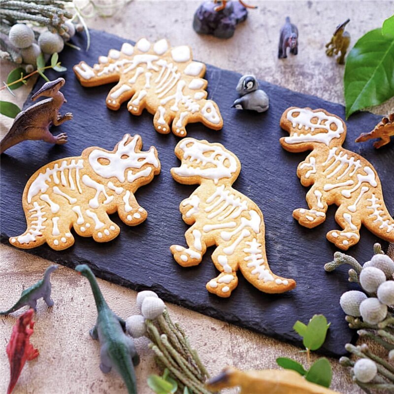 3Pcs Dinosaurus Cookie Cutters Set Mold Fondant Diy Cakevorm Bakken Tools Kerst 3D Fondant Cookie Cutter Stamp Voor kids
