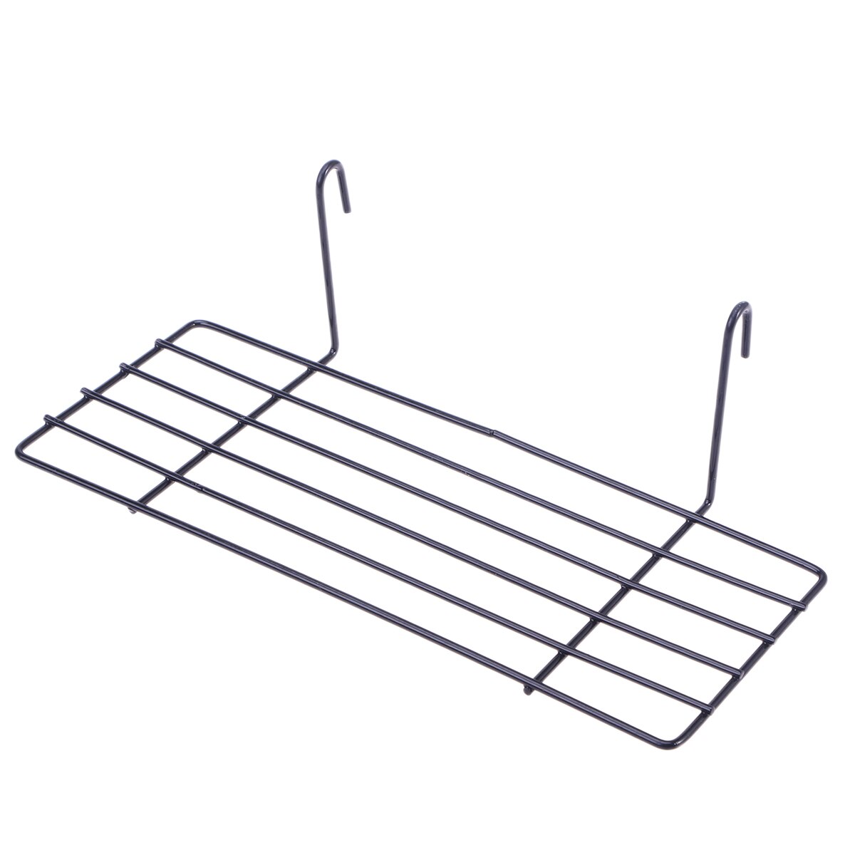 Hanging Wire Storage Basket Rack Straight Shelf Wall Organizer for Grid Panel Display: Black