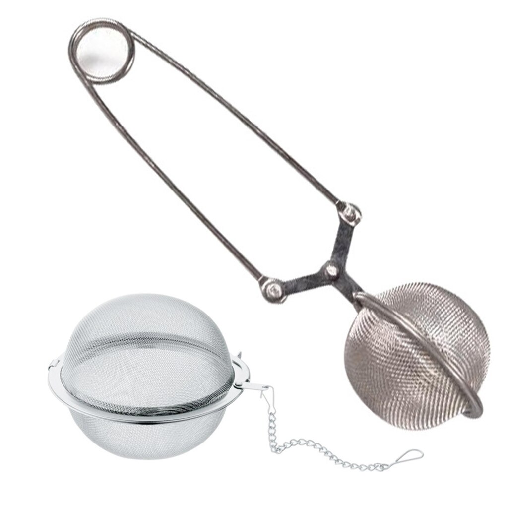 Reusable Stainless Stainless Steel Tea Infuser Sphere Mesh Tea Strainer Coffee Herb Spice Filter Diffuser Handle Tea Ball: 2PCS