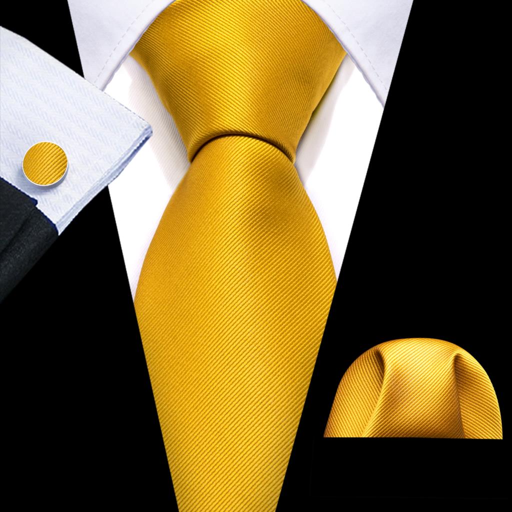 Luxury Gold Floral Ties For Men Exquisite Silk Necktie Handkerchief Cufflinks Sets Groom Wedding Business Party LN-6367