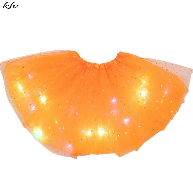 Kids Meisjes Led Light Up Glitter Ster Pailletten Ballet Dans Tule Tutu Rok 3-12T: O