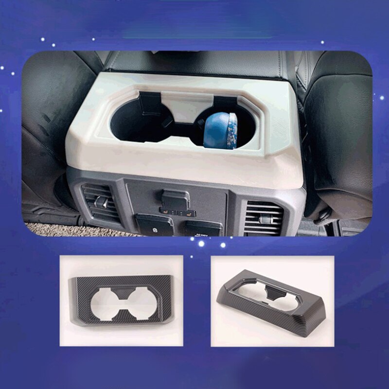 -reposabrazos central de fibra de carbono, cubierta para portavasos, marco embellecedor, pegatina, accesorios para ford raptor  f150