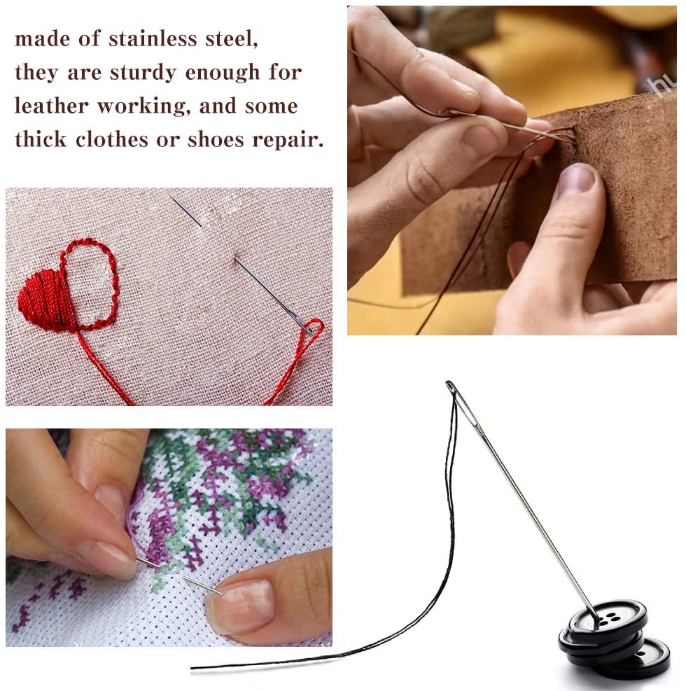 KAOBUY 18 PCS Sharp Needles And Large Eye Blunt Sewing Needles Stainless Steel Hand Stitching Needles With Plastic Bottle